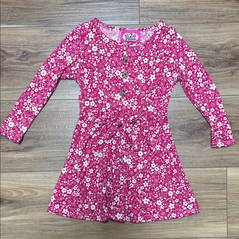Pink Floral Long Sleeve Dress for Kids